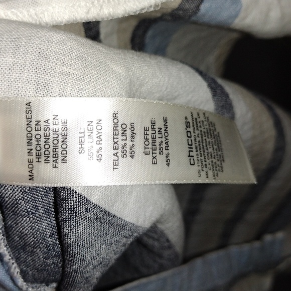 Chico's Striped Linen Blend Short Sleeve with Buttons 0/XS - Picture 5 of 7